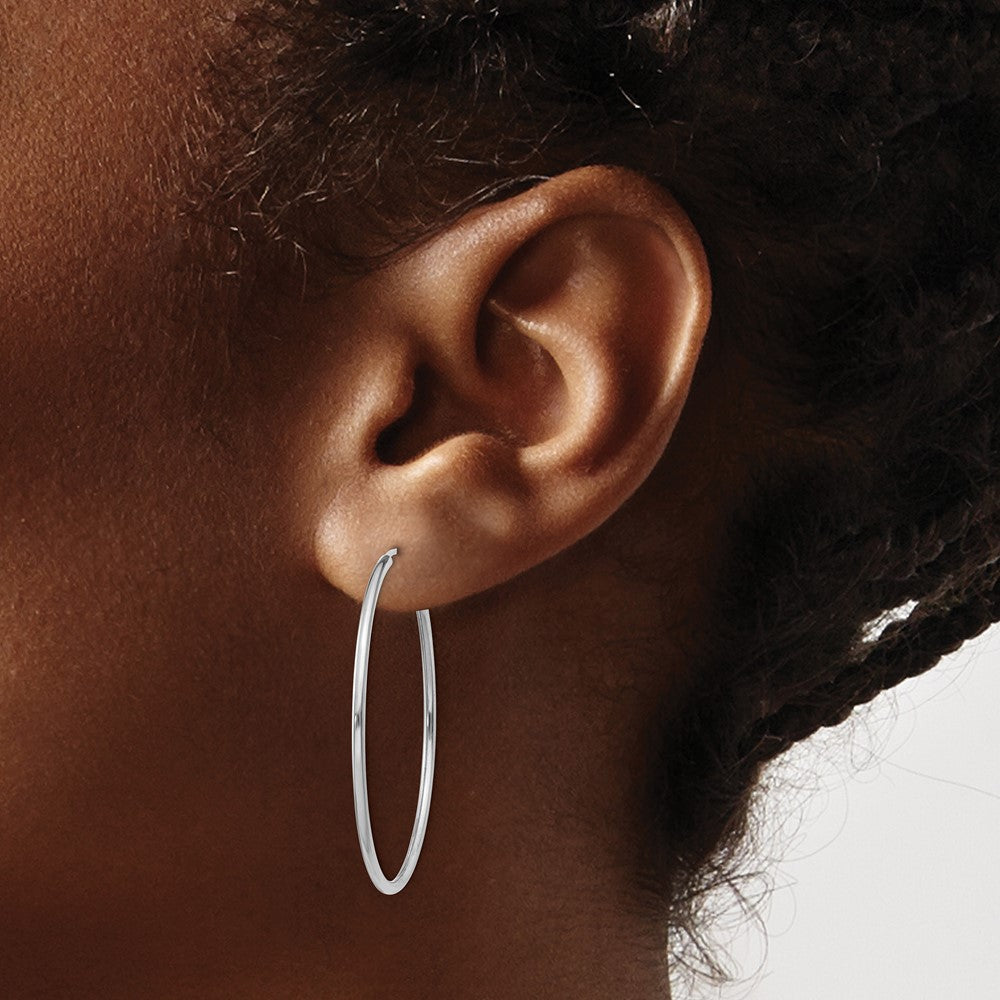 14k White Gold 38 mm Polished Endless Hoop Earrings (1.52 grams)