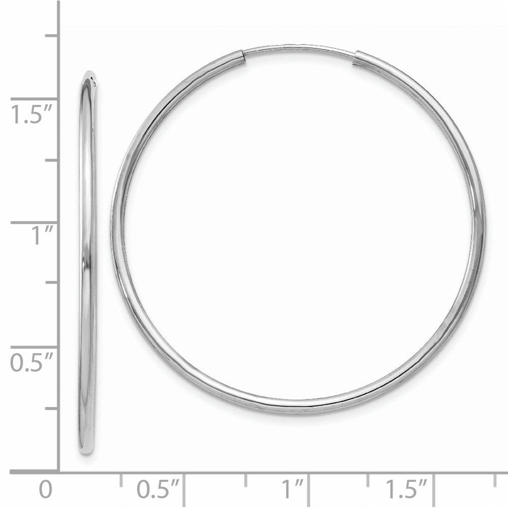 14k White Gold 38 mm Polished Endless Hoop Earrings (1.52 grams)