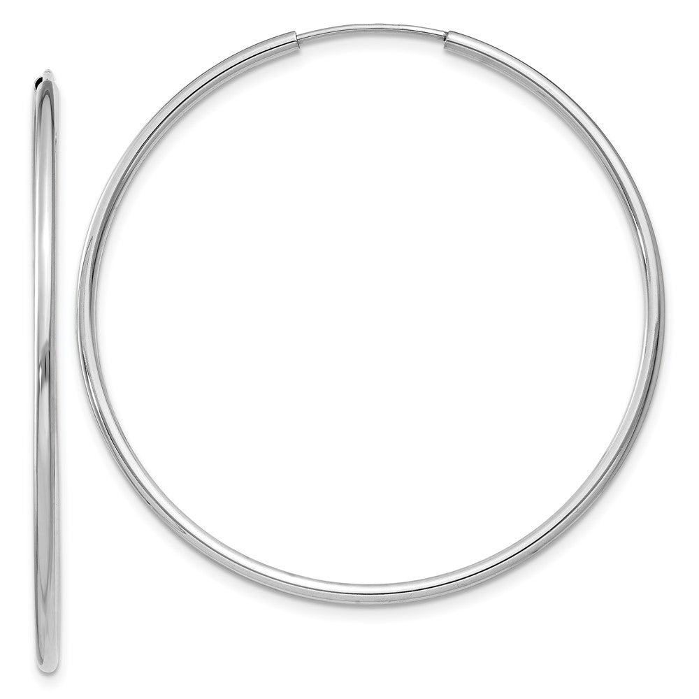 14k White Gold 40.5 mm Polished Endless Hoop Earrings (1.66 grams)