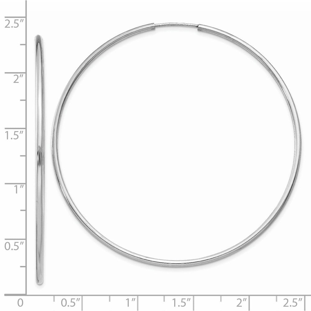 14k White Gold 56 mm Polished Endless Hoop Earrings (2.38 grams)
