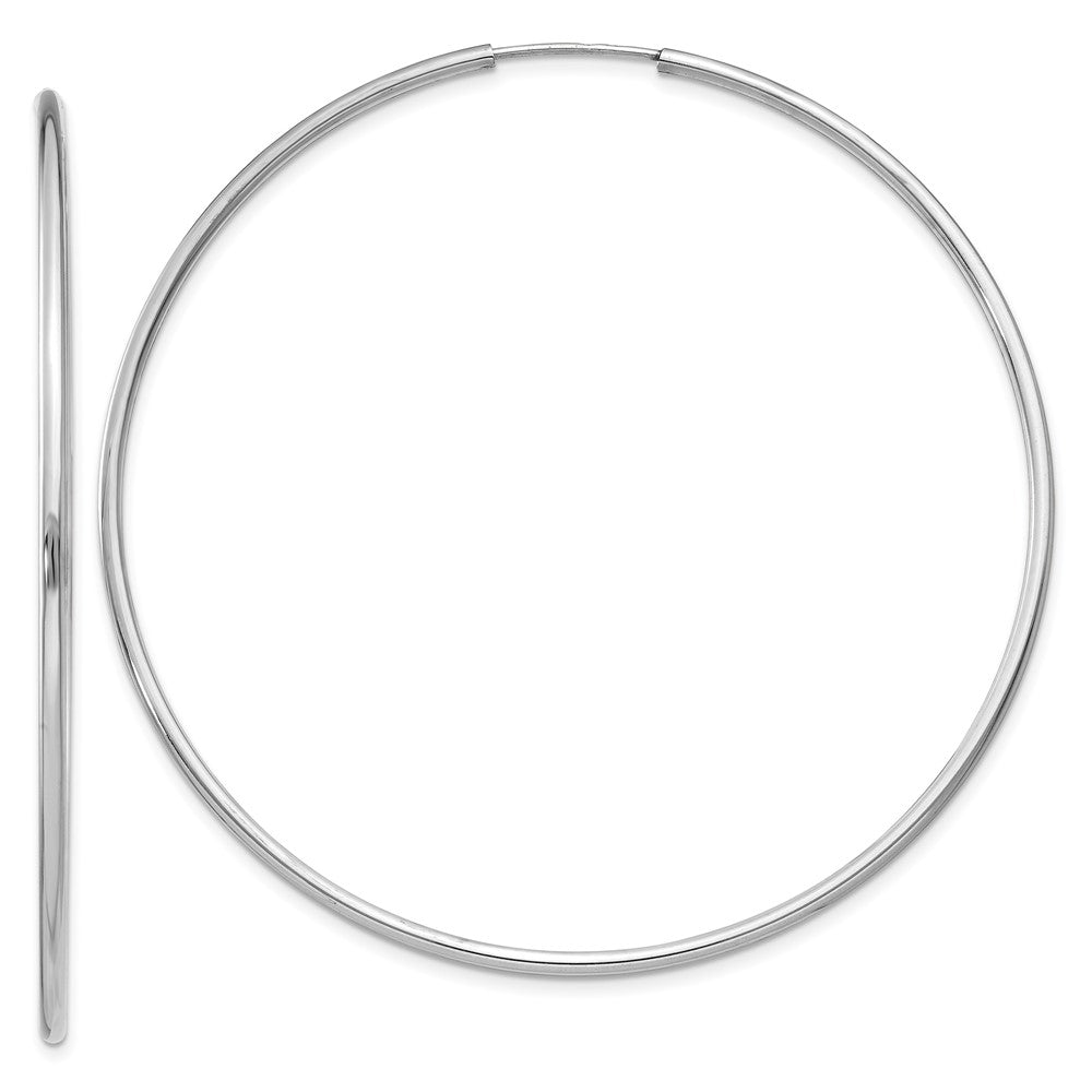 14k White Gold 56 mm Polished Endless Hoop Earrings (2.38 grams)