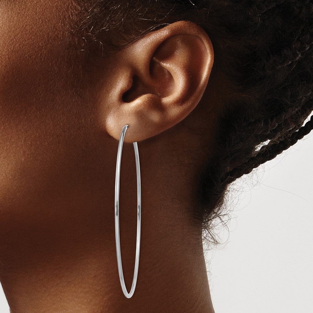14k White Gold 64 mm Polished Endless Hoop Earrings (2.57 grams)