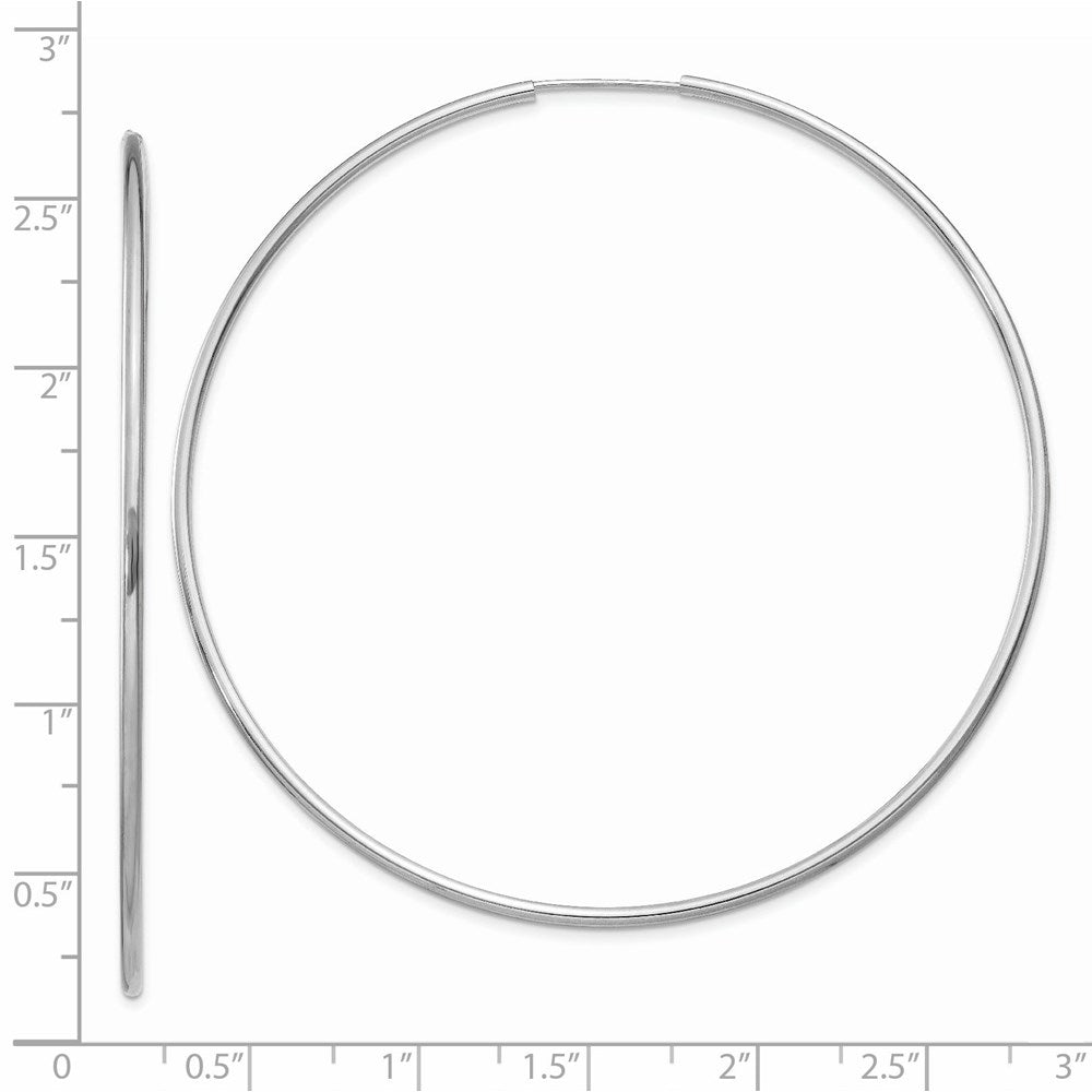 14k White Gold 64 mm Polished Endless Hoop Earrings (2.57 grams)