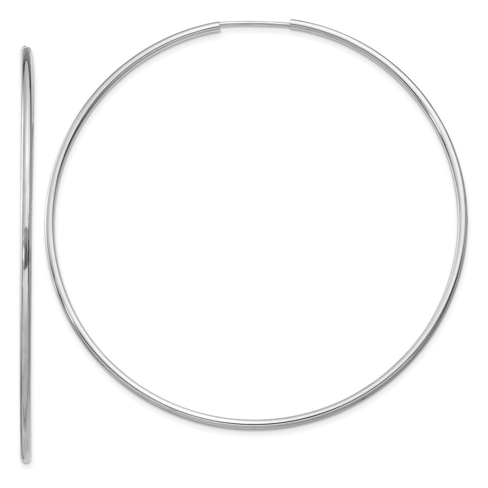 14k White Gold 64 mm Polished Endless Hoop Earrings (2.57 grams)
