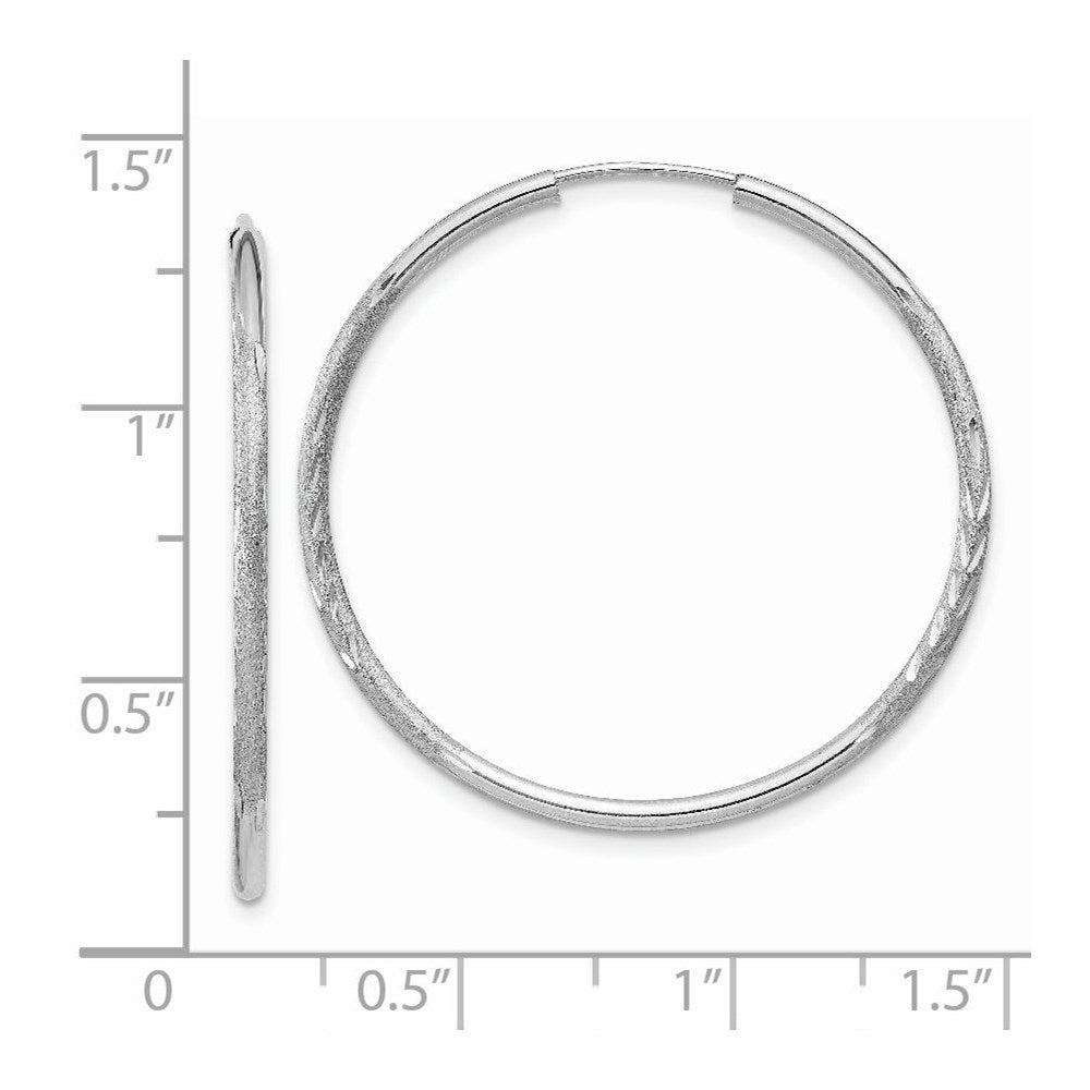 14k White Gold 31 mm Diamond-cut Endless Hoop Earrings (1.19 grams)