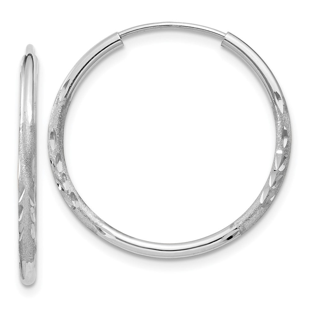 14k White Gold 21 mm Diamond-cut Endless Hoop Earrings (0.82 grams)