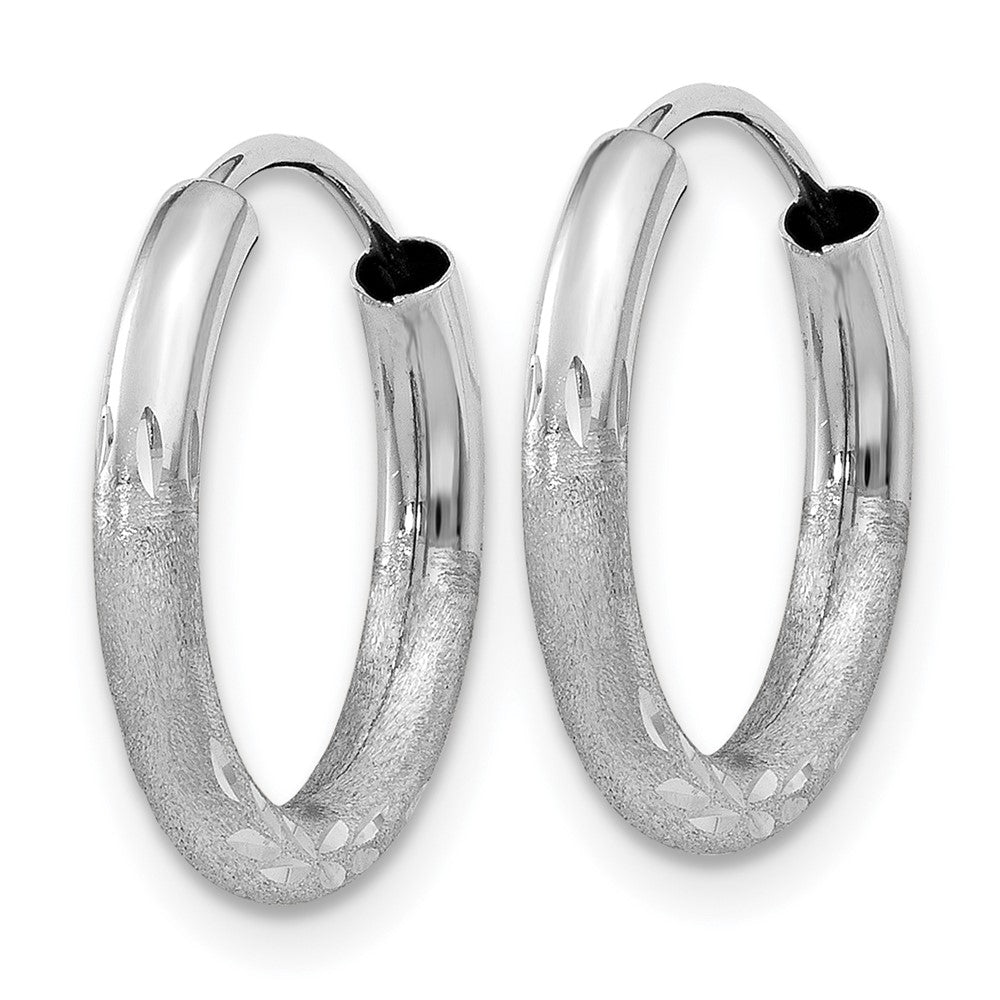 14k White Gold 12 mm Diamond-cut Endless Hoop Earrings (0.61 grams)