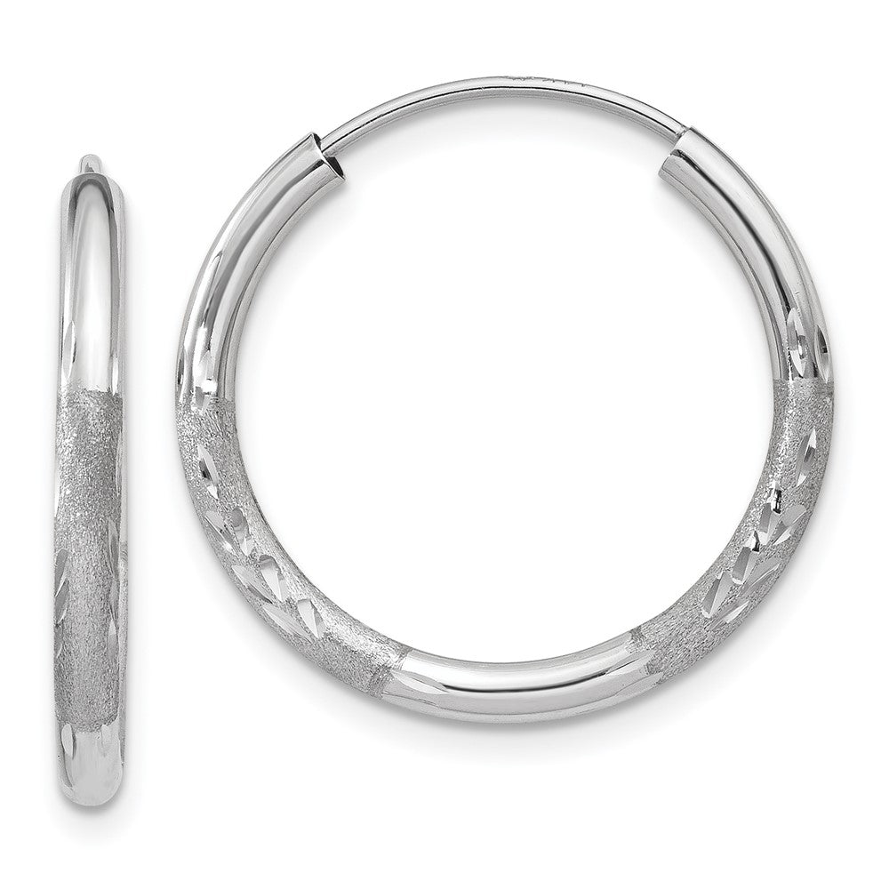 14k White Gold 18 mm Diamond-cut Endless Hoop Earrings (0.94 grams)