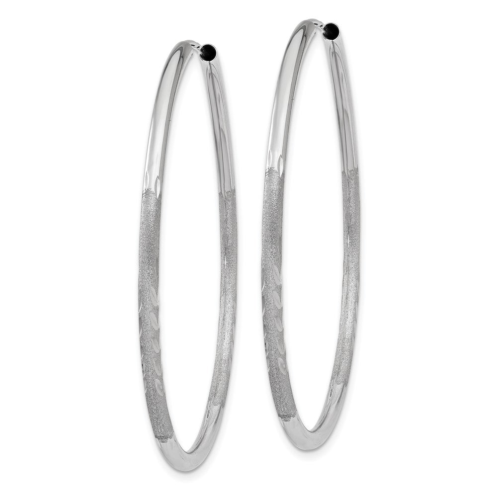 14k White Gold 42 mm Diamond-cut Endless Hoop Earrings (2.36 grams)