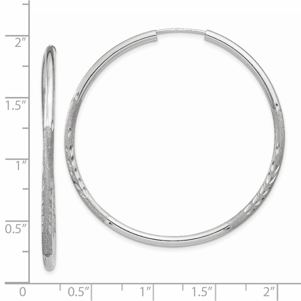 14k White Gold 42 mm Diamond-cut Endless Hoop Earrings (2.36 grams)
