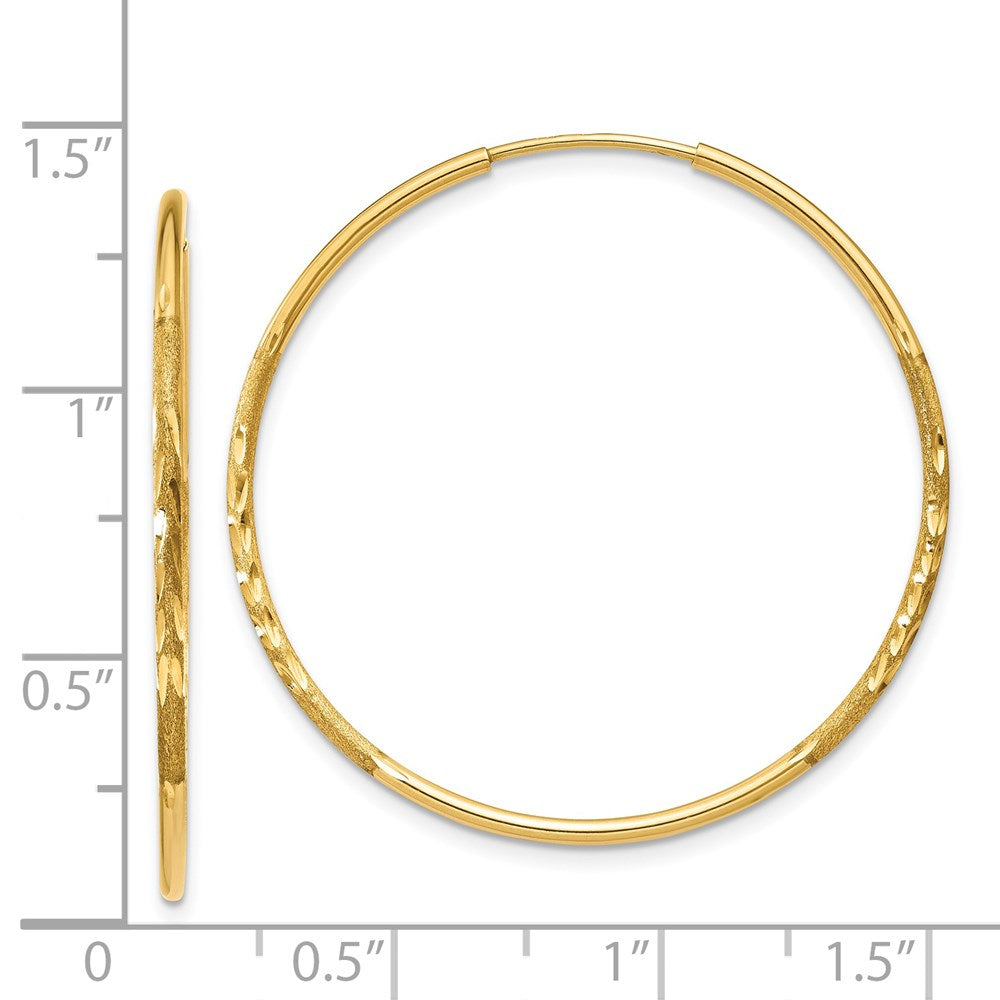14k Yellow Gold 30 mm Diamond-cut Endless Hoop Earring (0.76 grams)