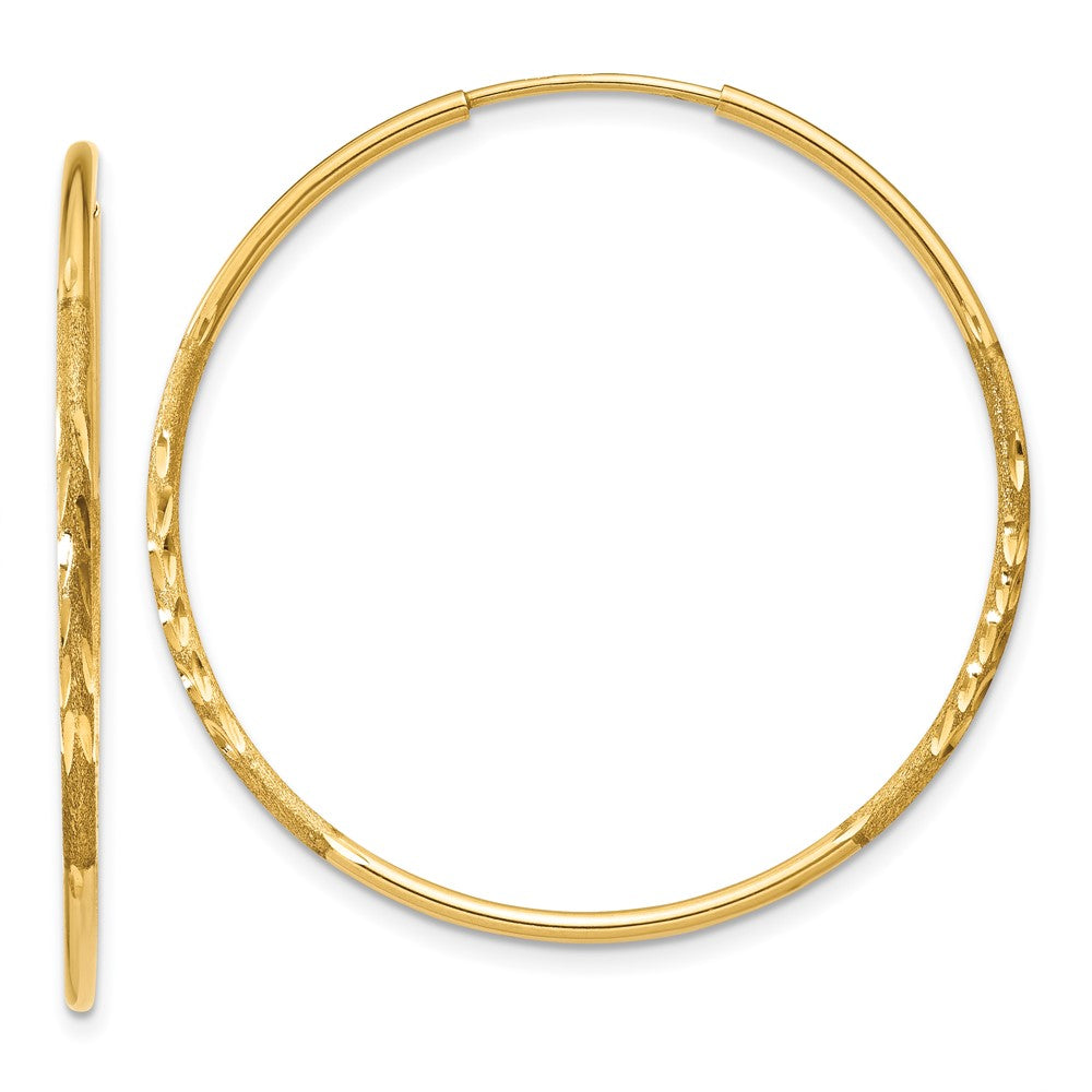 14k Yellow Gold 30 mm Diamond-cut Endless Hoop Earring (0.76 grams)