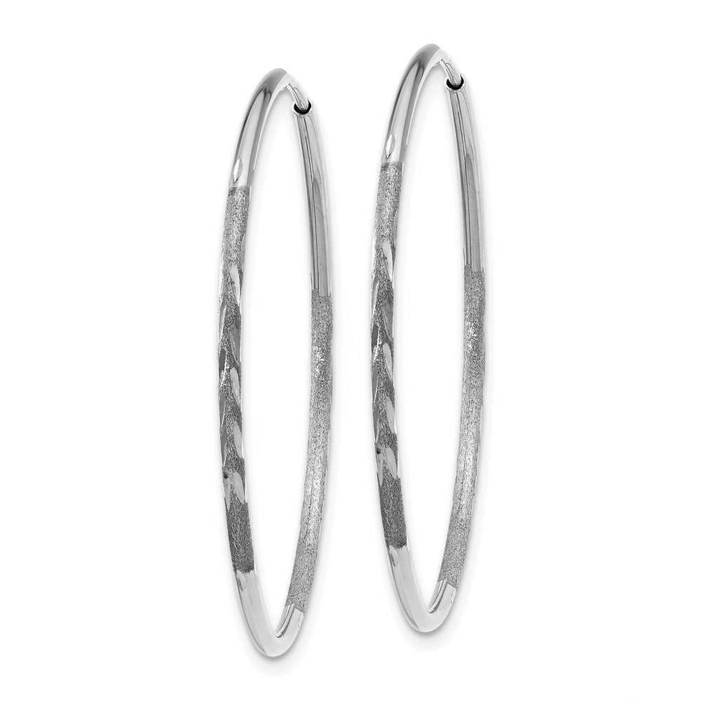 14k White Gold 30 mm Diamond-cut Endless Hoop Earring (0.76 grams)