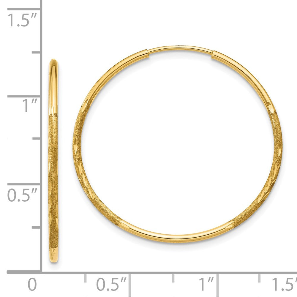 14k Yellow Gold 26 mm Diamond-cut Endless Hoop Earring (0.65 grams)