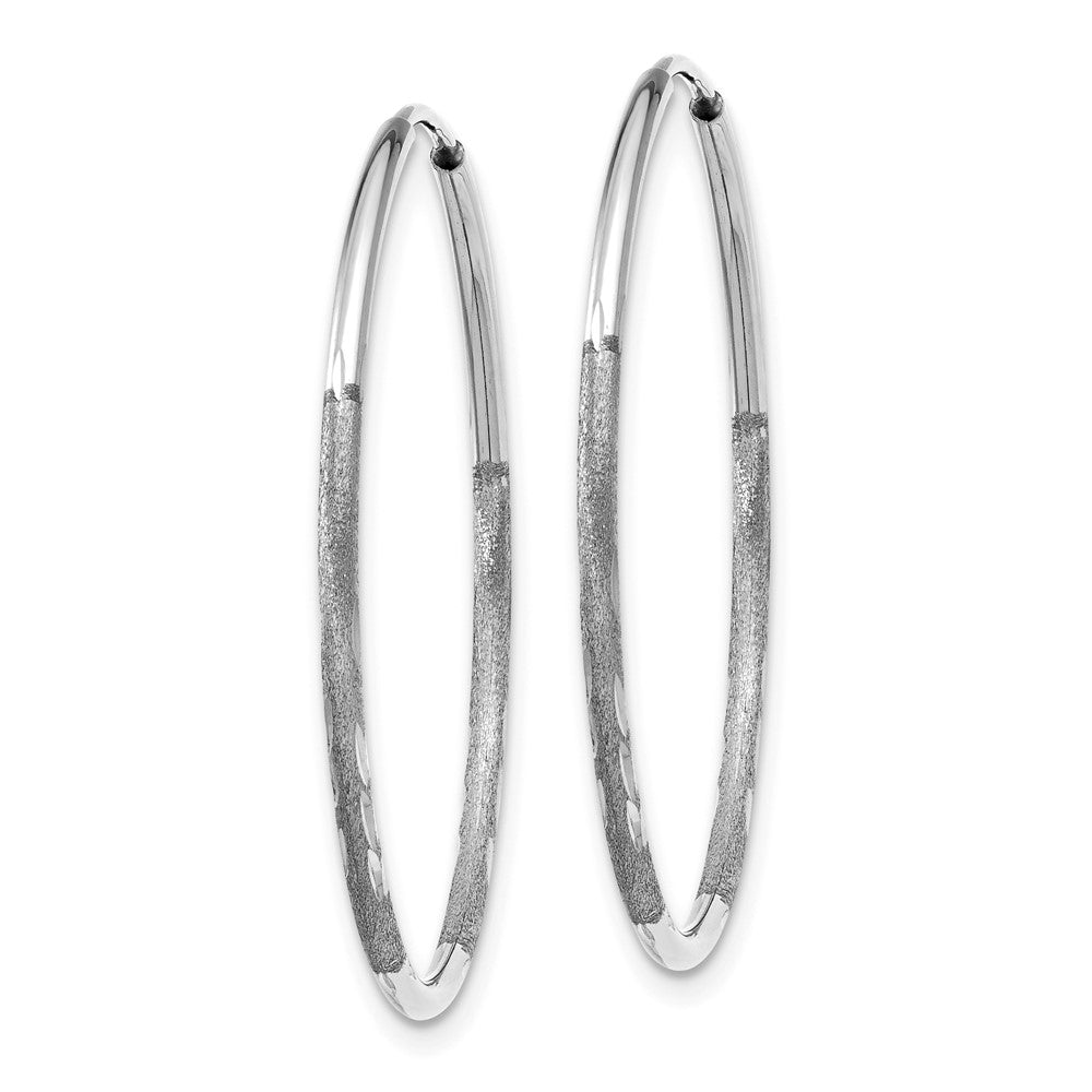14k White Gold 26 mm Diamond-cut Endless Hoop Earring (0.65 grams)