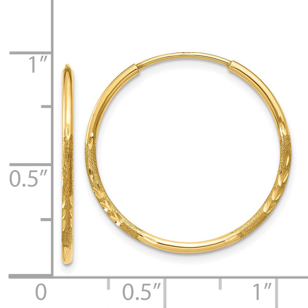 14k Yellow Gold 21 mm Diamond-cut Endless Hoop Earring (0.56 grams)