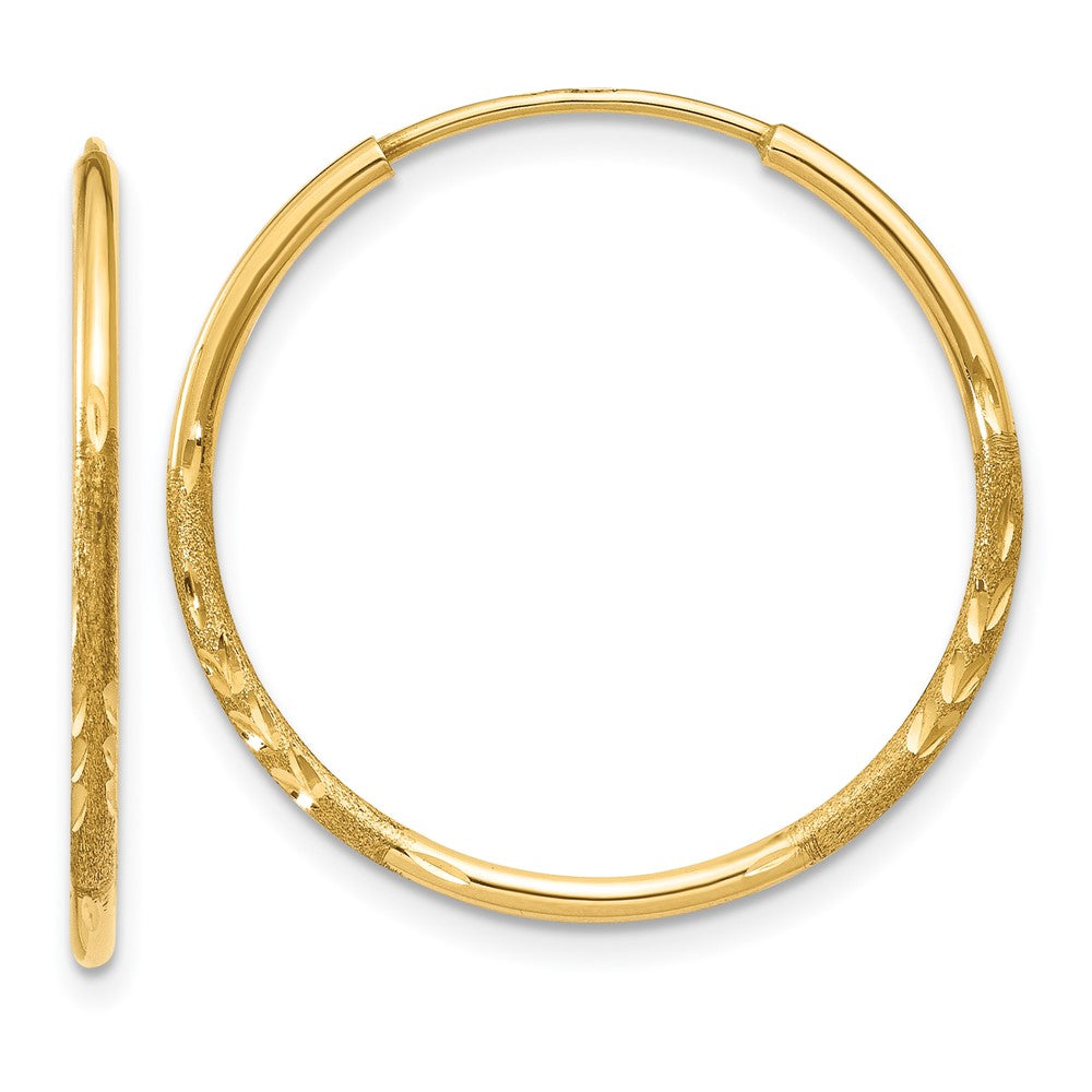 14k Yellow Gold 21 mm Diamond-cut Endless Hoop Earring (0.56 grams)