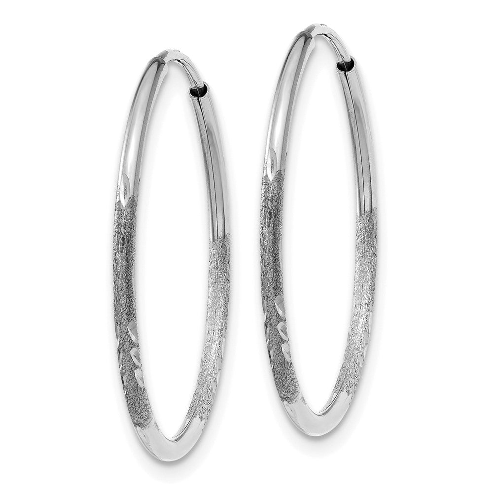 14k White Gold 21 mm Diamond-cut Endless Hoop Earring (0.55 grams)