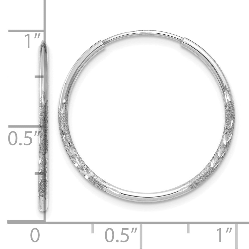 14k White Gold 21 mm Diamond-cut Endless Hoop Earring (0.55 grams)