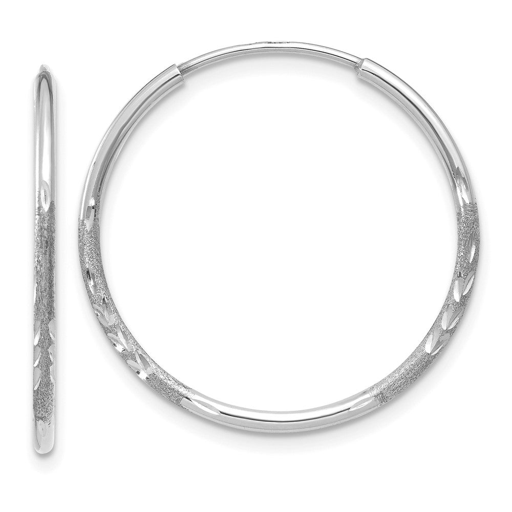 14k White Gold 21 mm Diamond-cut Endless Hoop Earring (0.55 grams)