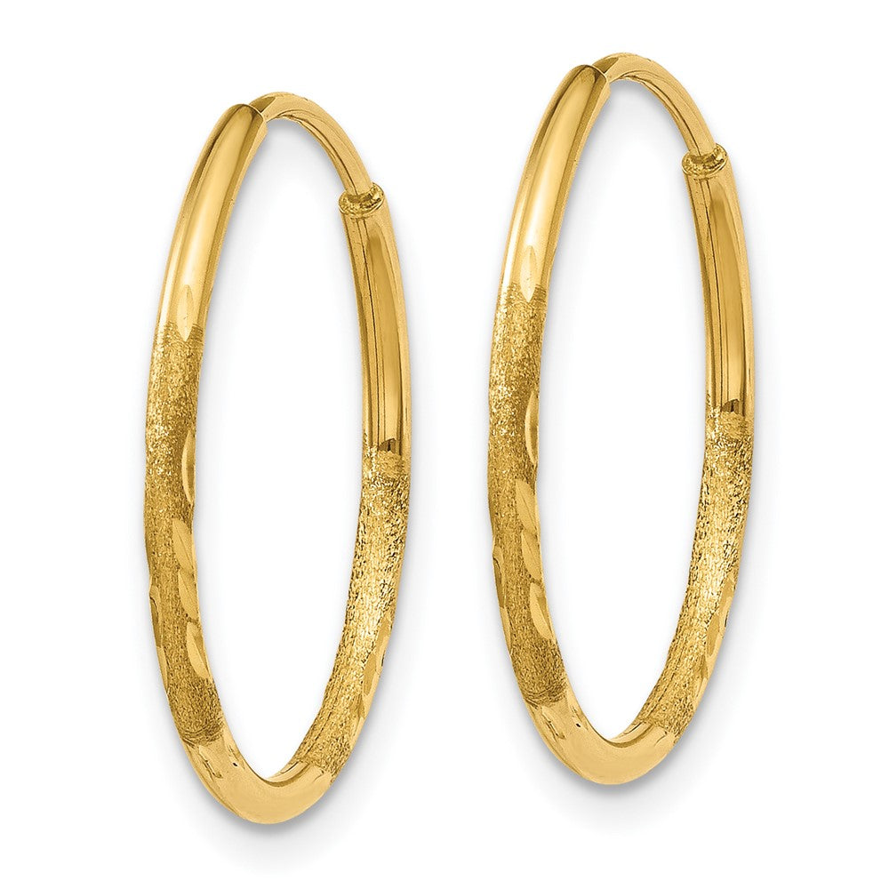 14k Yellow Gold 17 mm Diamond-cut Endless Hoop Earring (0.48 grams)