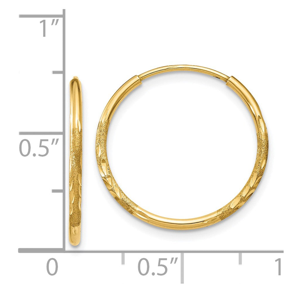 14k Yellow Gold 17 mm Diamond-cut Endless Hoop Earring (0.48 grams)