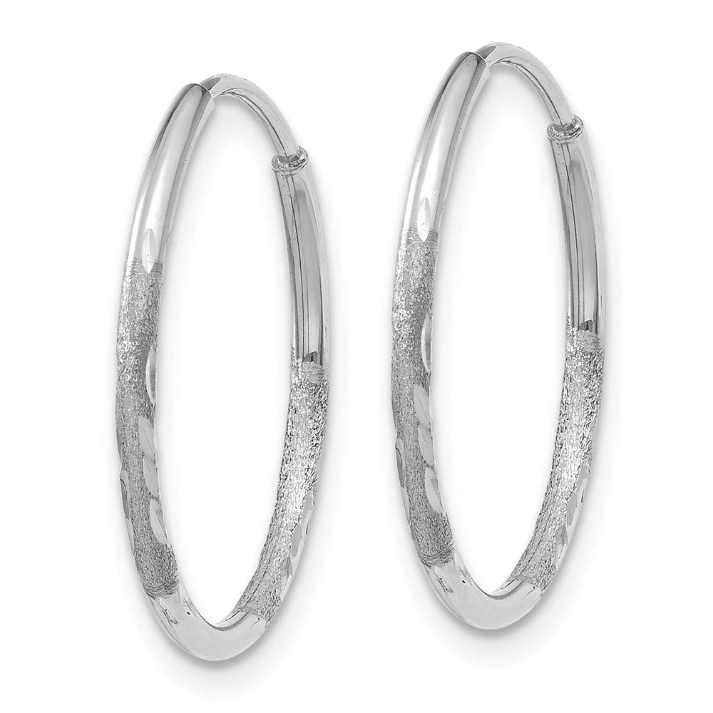 14k White Gold 17 mm Diamond-cut Endless Hoop Earring (0.48 grams)