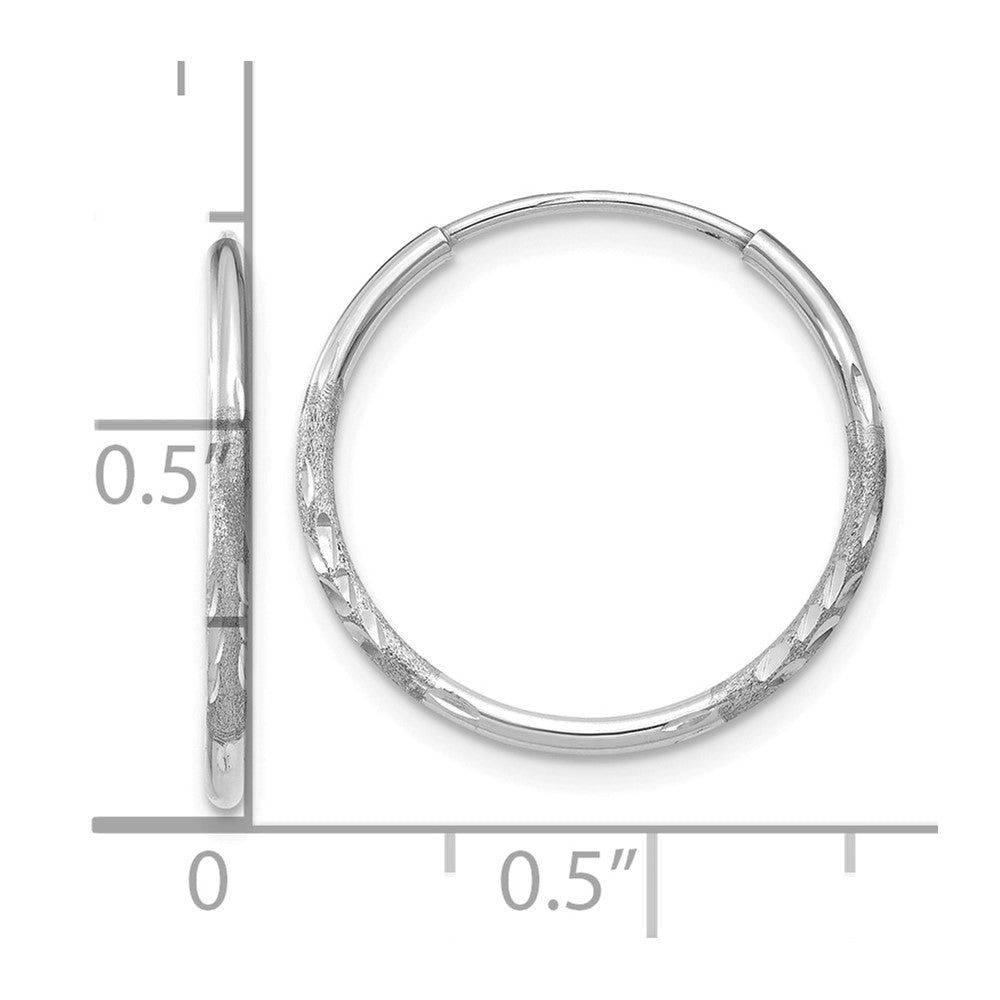 14k White Gold 17 mm Diamond-cut Endless Hoop Earring (0.48 grams)