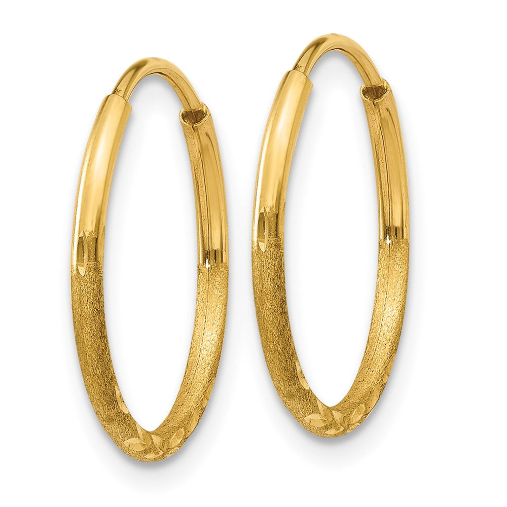 14k Yellow Gold 14 mm Diamond-cut Endless Hoop Earring (0.38 grams)