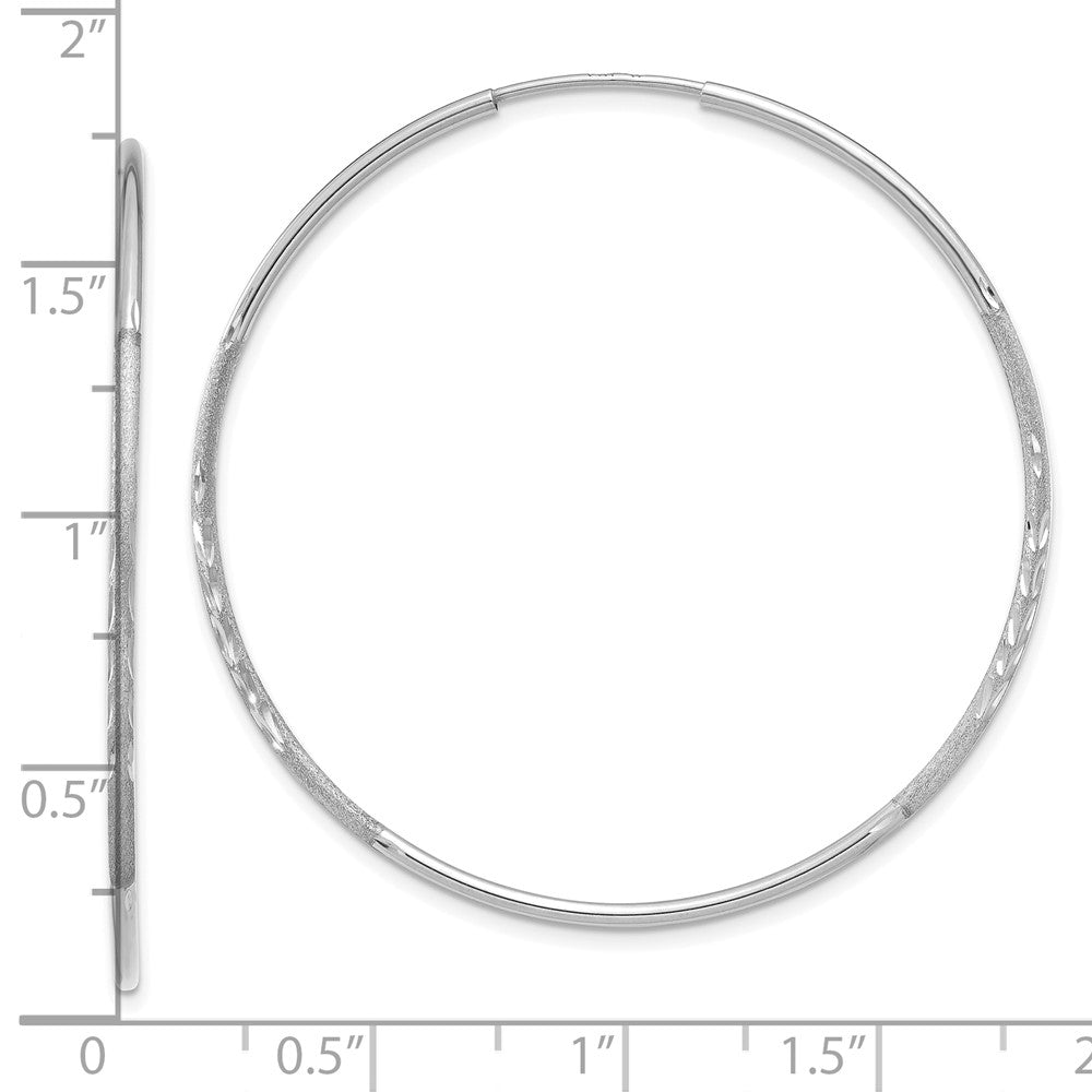 14k White Gold 41 mm Diamond-cut Endless Hoop Earring (1.05 grams)