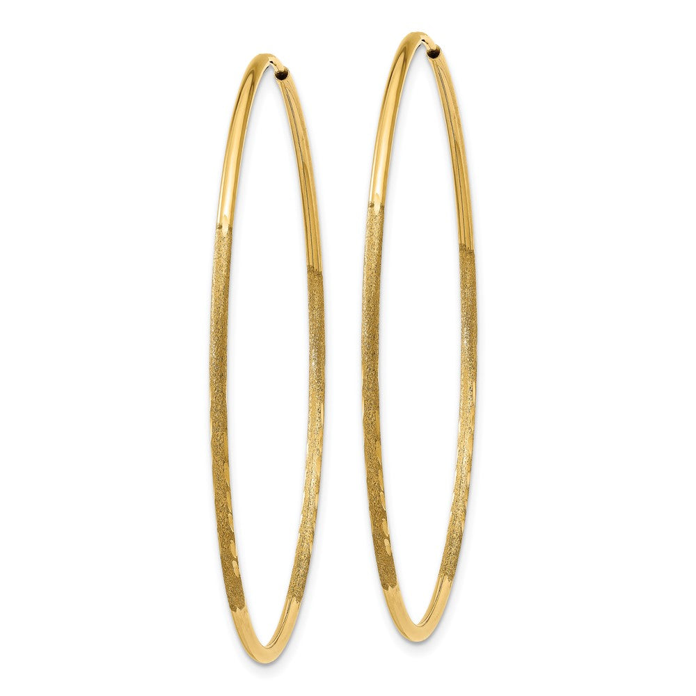14k Yellow Gold 46 mm Diamond-cut Endless Hoop Earring (1.13 grams)