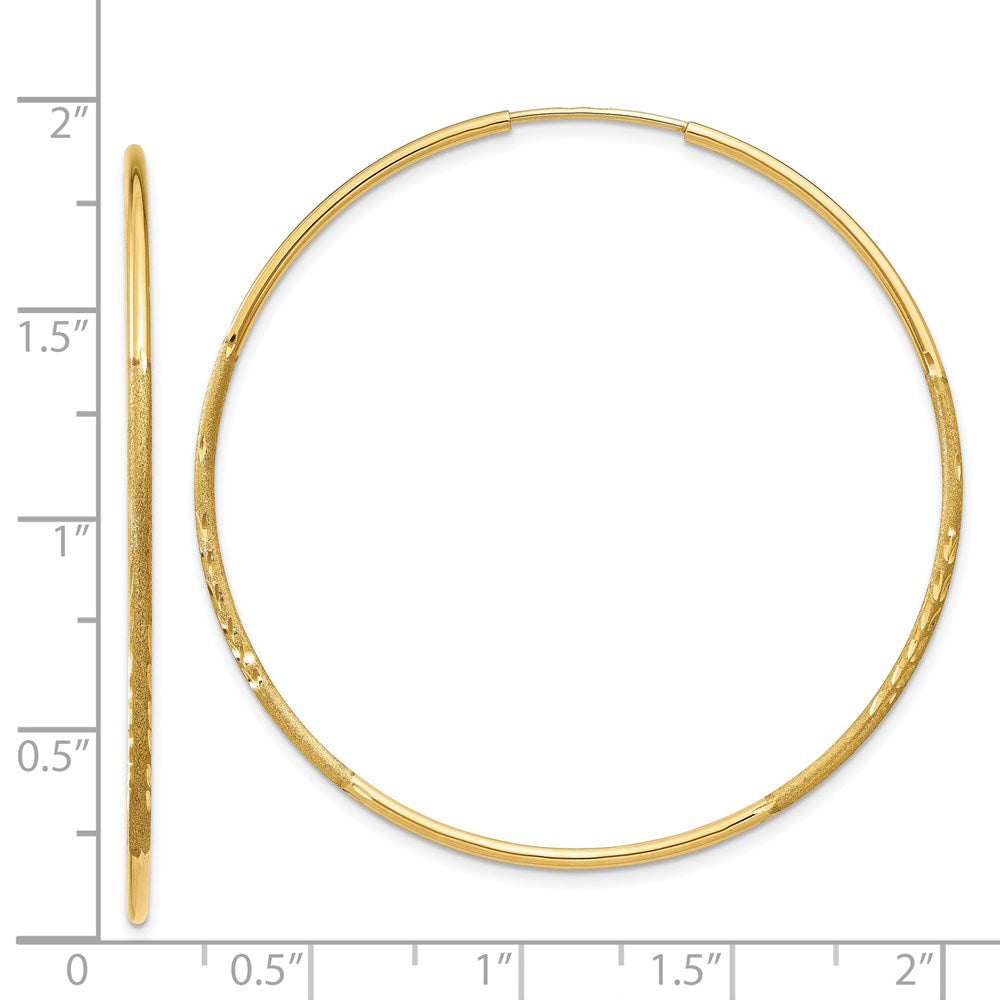 14k Yellow Gold 46 mm Diamond-cut Endless Hoop Earring (1.13 grams)