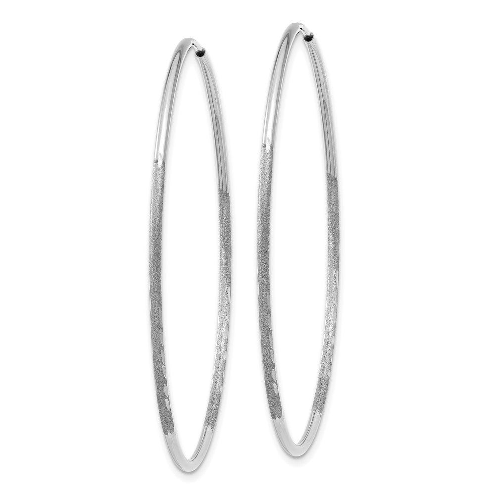14k White Gold 46 mm Diamond-cut Endless Hoop Earring (1.13 grams)