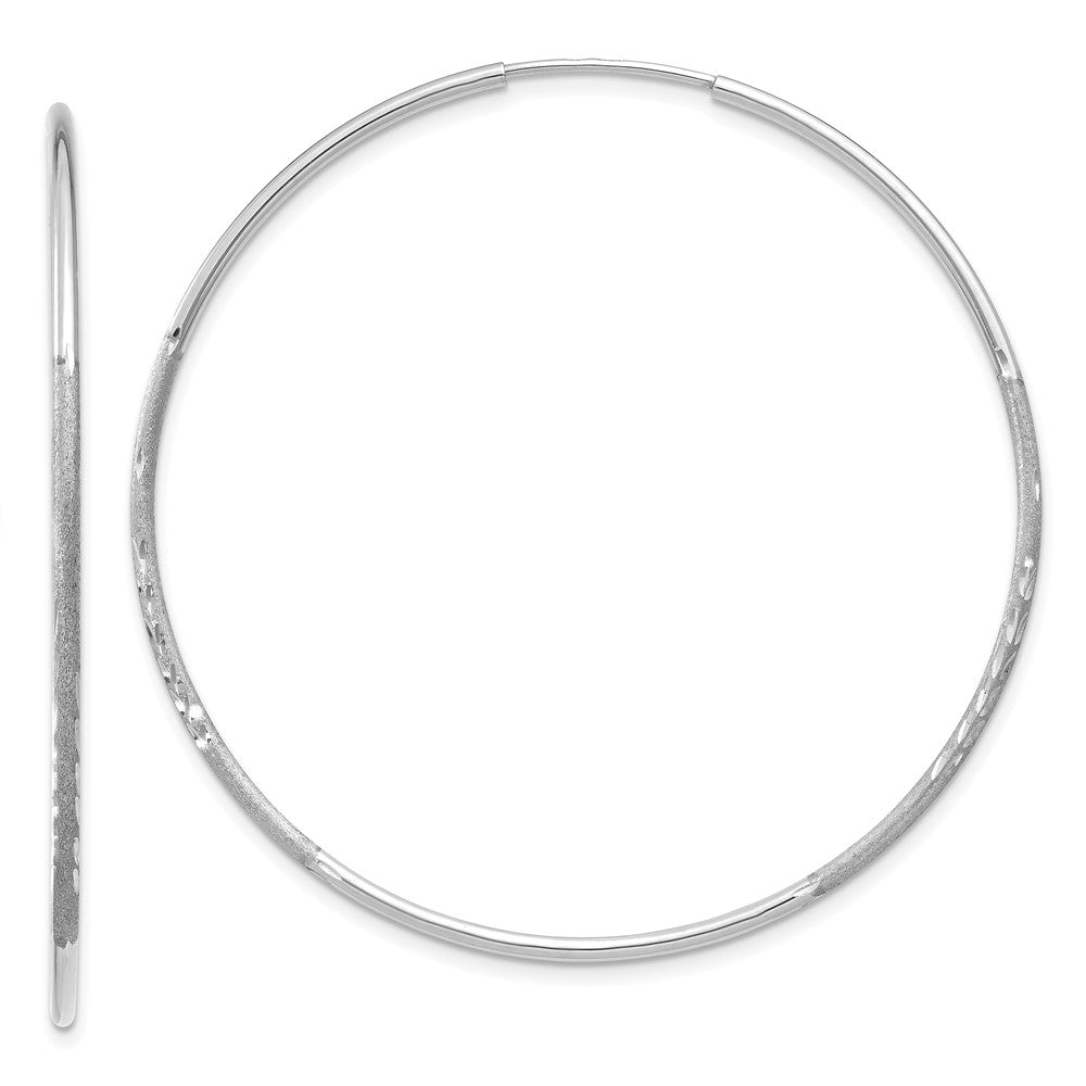 14k White Gold 46 mm Diamond-cut Endless Hoop Earring (1.13 grams)