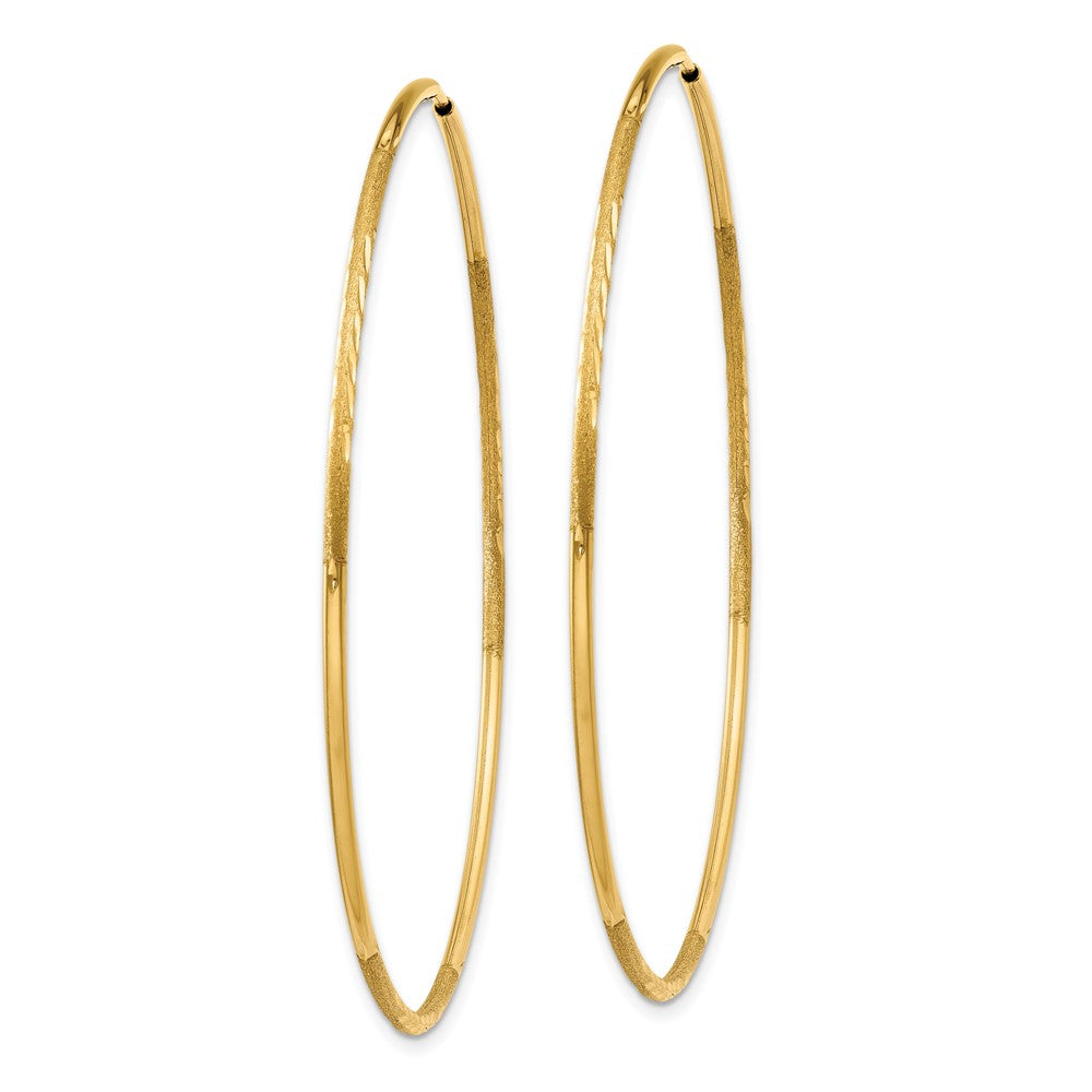 14k Yellow Gold 51 mm Diamond-cut Endless Hoop Earring (1.3 grams)