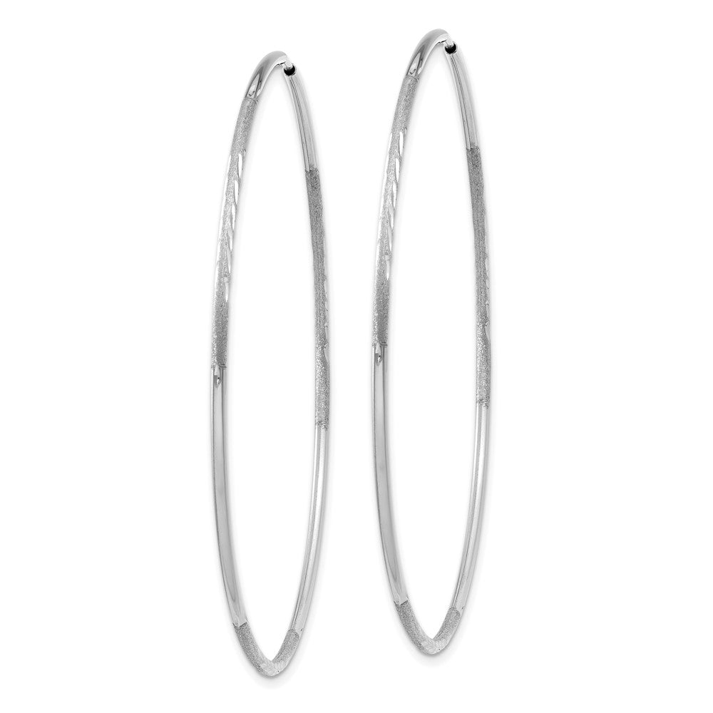 14k White Gold 51 mm Diamond-cut Endless Hoop Earring (1.3 grams)