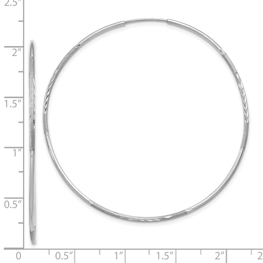 14k White Gold 51 mm Diamond-cut Endless Hoop Earring (1.3 grams)