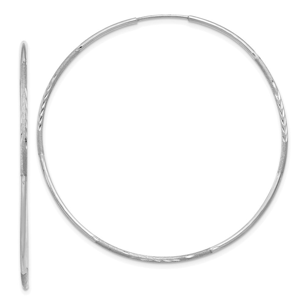 14k White Gold 51 mm Diamond-cut Endless Hoop Earring (1.3 grams)