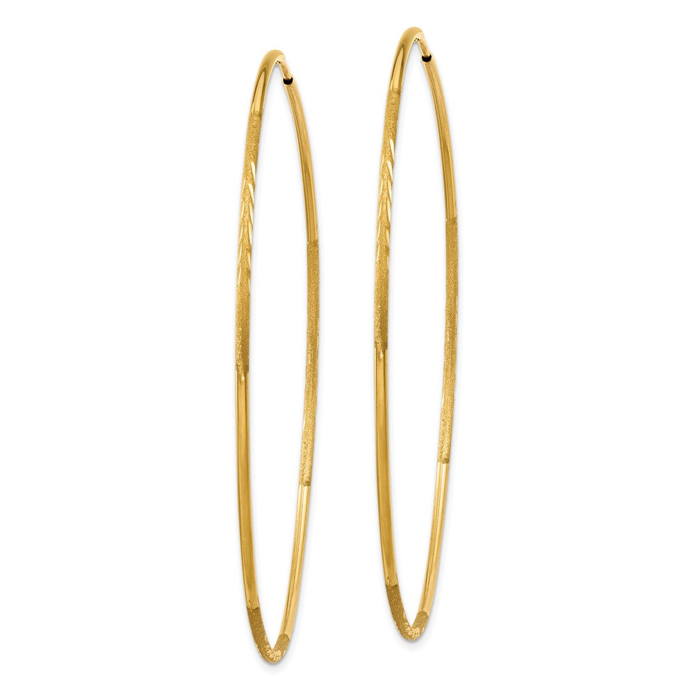 14k Yellow Gold 58 mm Diamond-cut Endless Hoop Earring (1.43 grams)