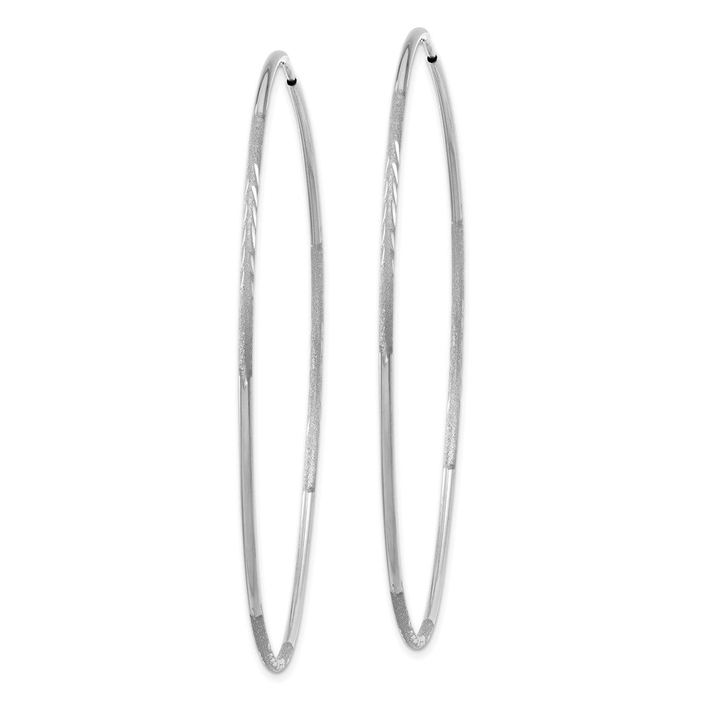 14k White Gold 58 mm Diamond-cut Endless Hoop Earring (1.43 grams)