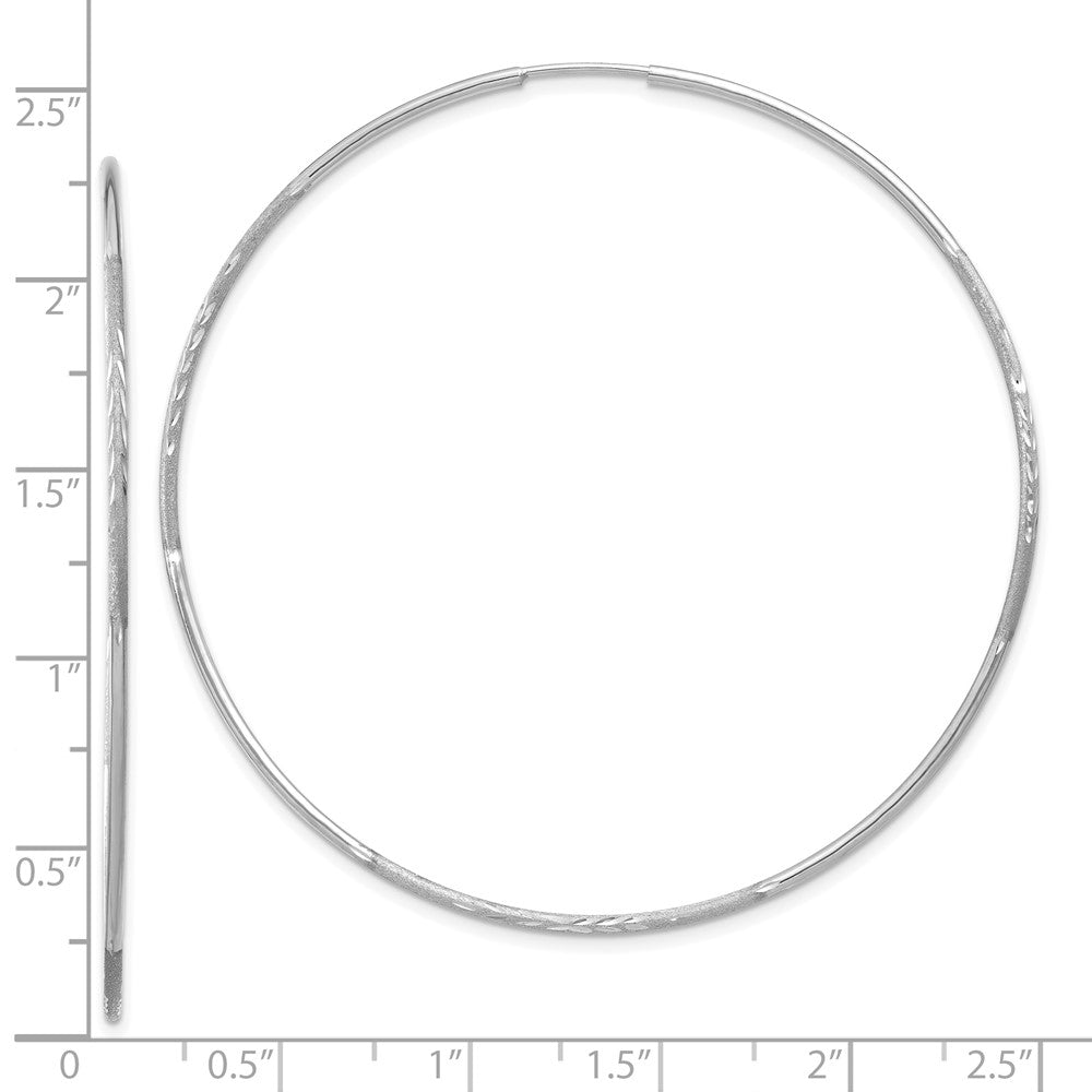 14k White Gold 58 mm Diamond-cut Endless Hoop Earring (1.43 grams)