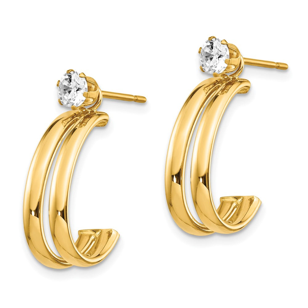 14k Yellow Gold 9 mm Polished w/CZ Stud Earring Jackets (1.04 grams)