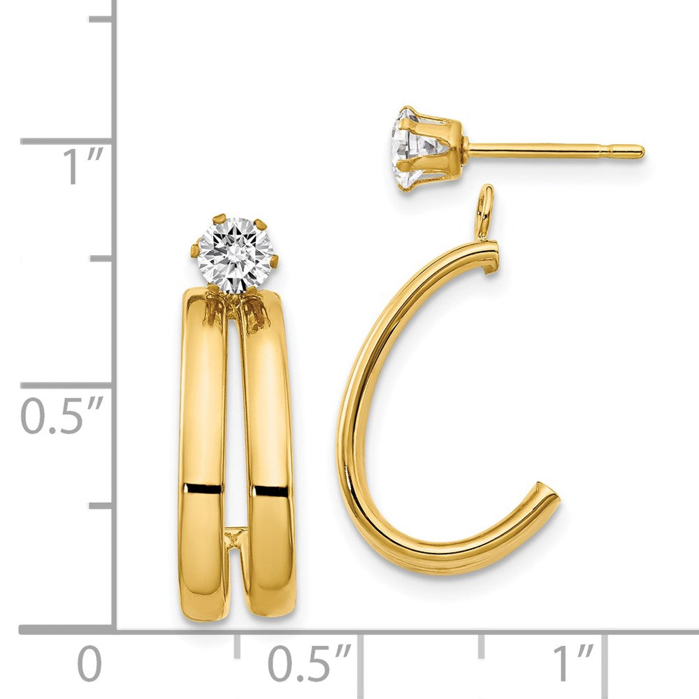 14k Yellow Gold 9 mm Polished w/CZ Stud Earring Jackets (1.04 grams)