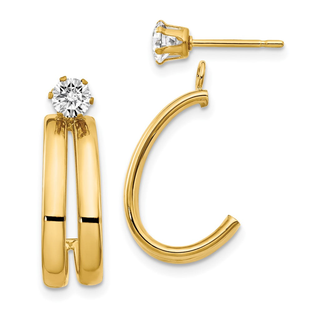 14k Yellow Gold 9 mm Polished w/CZ Stud Earring Jackets (1.04 grams)