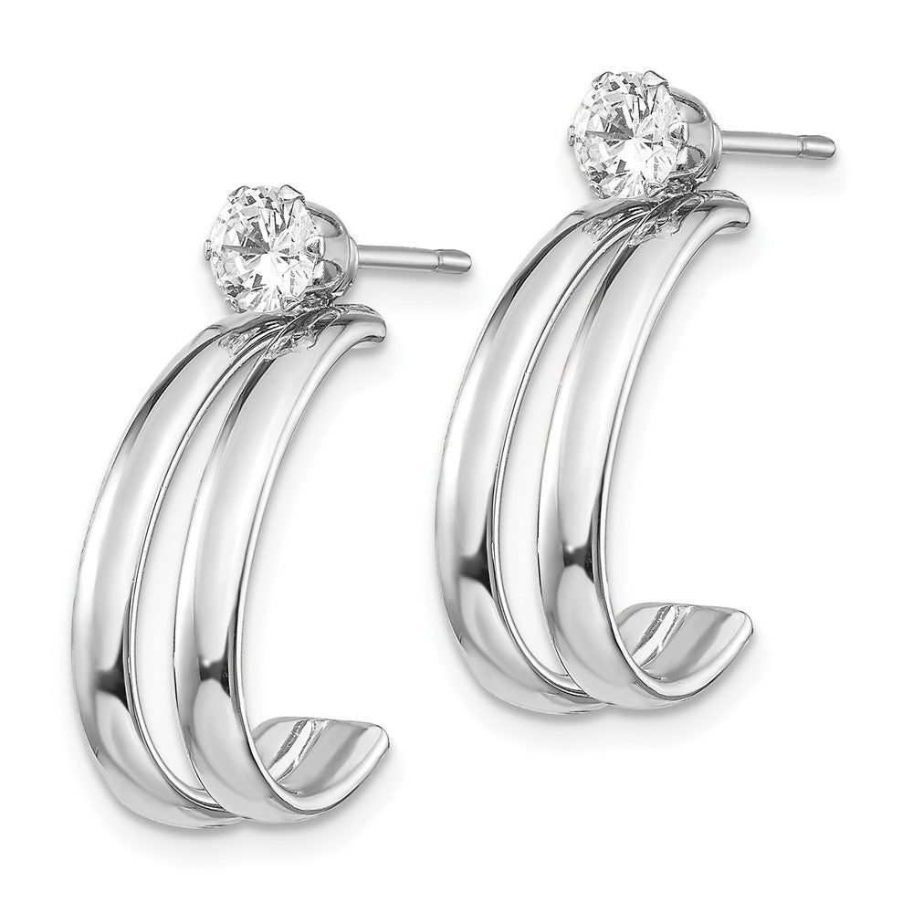 14k White Gold 9 mm Polished w/CZ Stud Earring Jackets (1.04 grams)