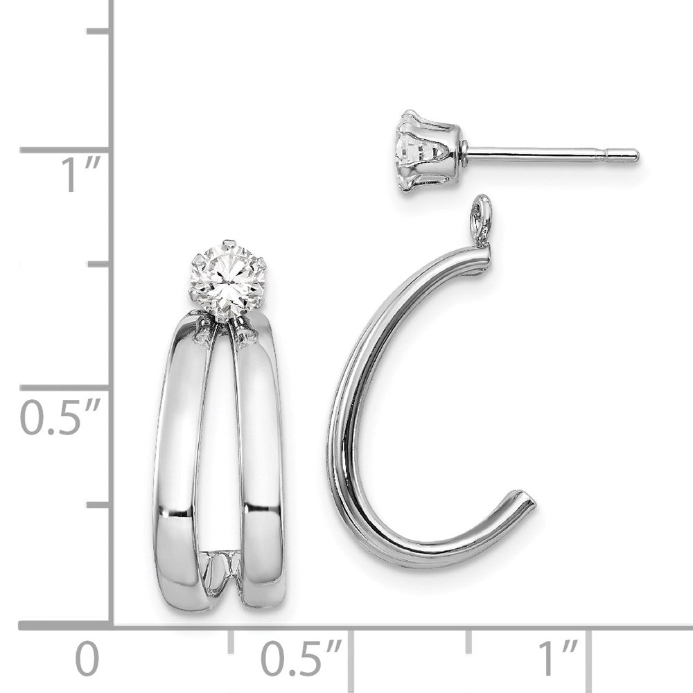 14k White Gold 9 mm Polished w/CZ Stud Earring Jackets (1.04 grams)