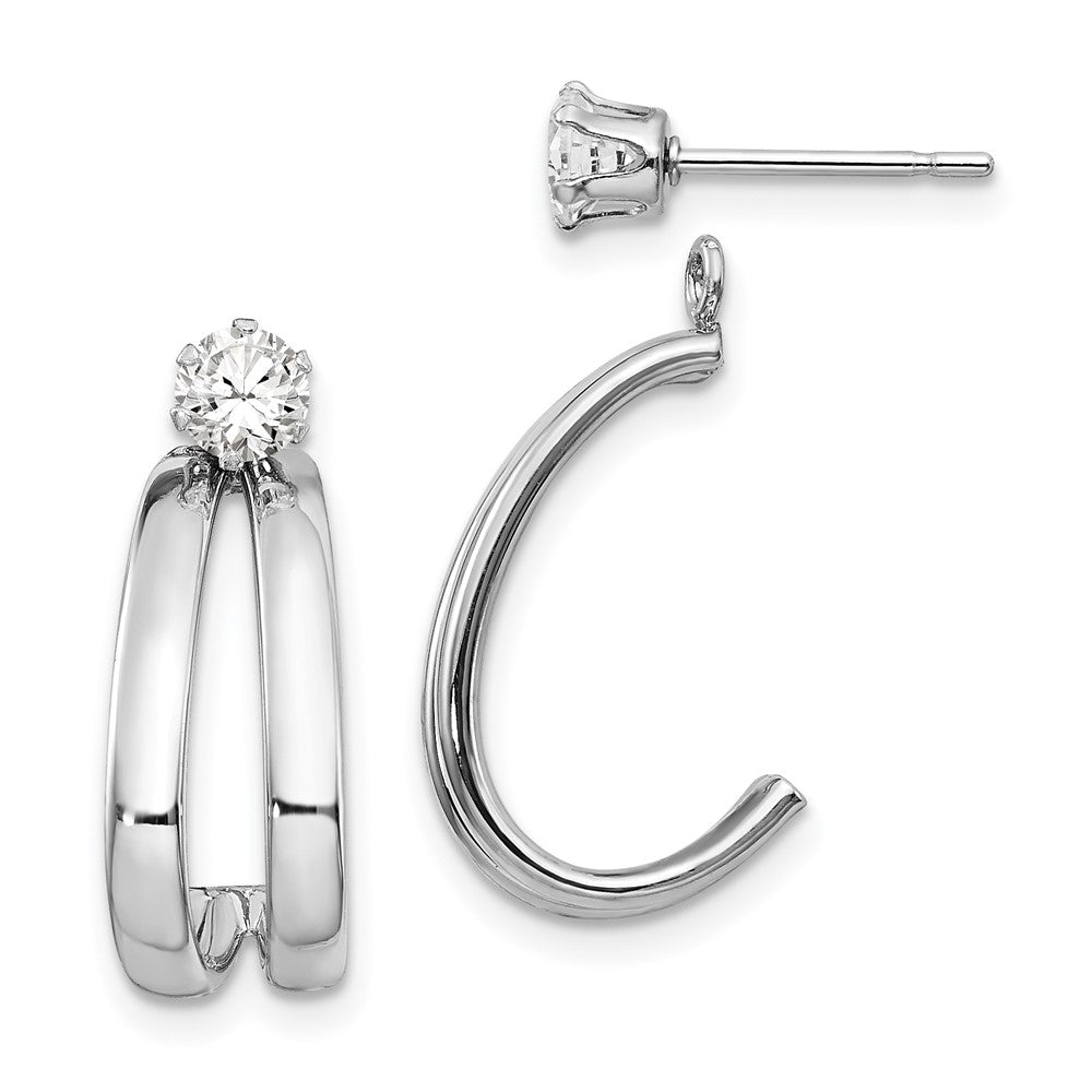 14k White Gold 9 mm Polished w/CZ Stud Earring Jackets (1.04 grams)