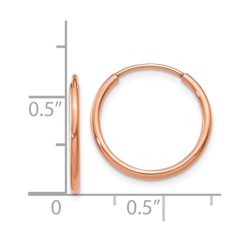 14k Rose Gold 16 mm Polished Endless Hoop Earrings (0.44 grams)