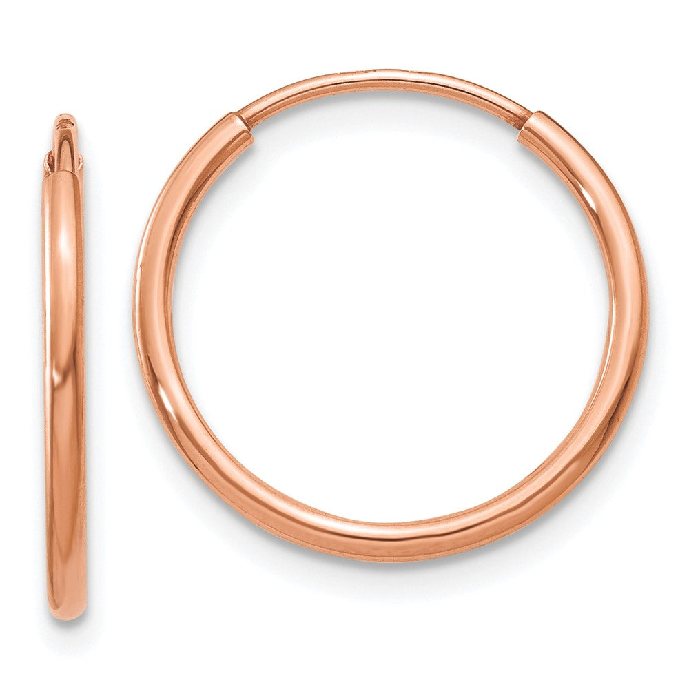 14k Rose Gold 16 mm Polished Endless Hoop Earrings (0.44 grams)