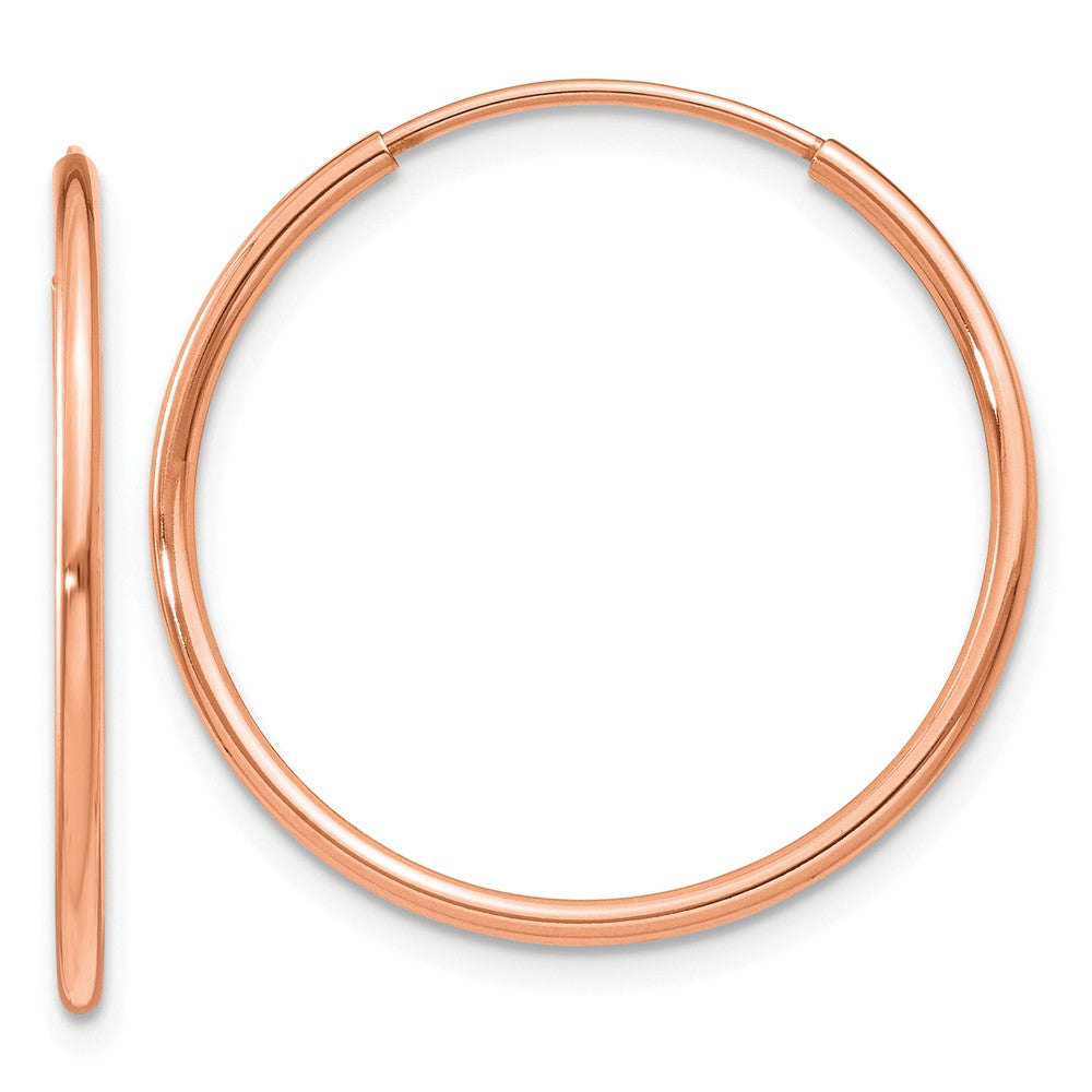 14k Rose Gold 25 mm Polished Endless Hoop Earrings (0.73 grams)